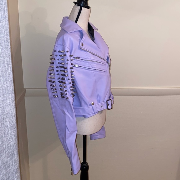 NWT Killstar Disharmony spiked leather jacket lilac purple 3XL RUNS SMALL - Picture 3 of 6